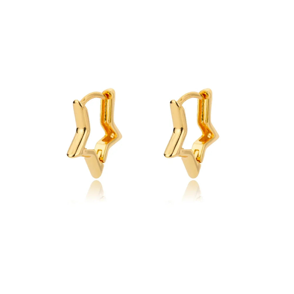 Stainless Steel Star Hoop Earrings Gold Tone Hypoallergenic - Smarsty