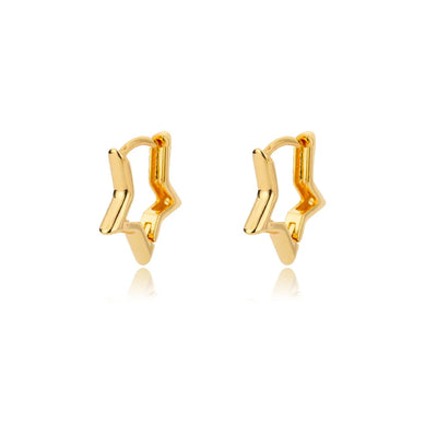 Stainless Steel Star Hoop Earrings Gold Tone Hypoallergenic - Smarsty