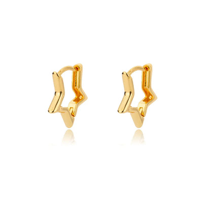 Stainless Steel Star Hoop Earrings Gold Tone Hypoallergenic - Smarsty