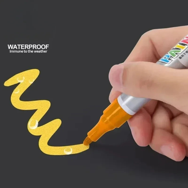 Car paint scratches repair brush pen waterproof water paint marker pen car tire tread care automotive  black white red silver - Smarsty