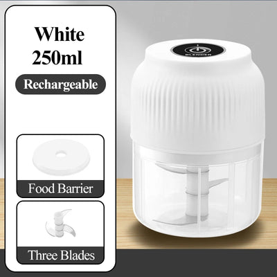 250ml Mini Wireless USB Rechargeable Electric Vegetable Chopper Garlic Crusher Food Chopper for Kitchen Gadgets for Garlic by Smarsty
