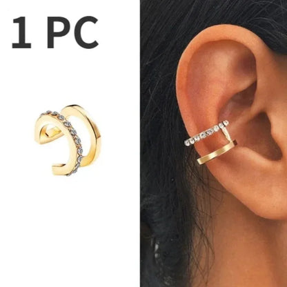 Cute Metal Leaf Earcuff Clip Earrings Comfy No Piercing - Smarsty