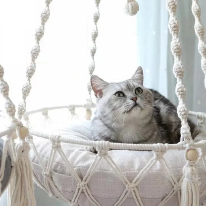 Handwoven Cat Hammock Swing Bed for Cozy Comfort - Smarsty