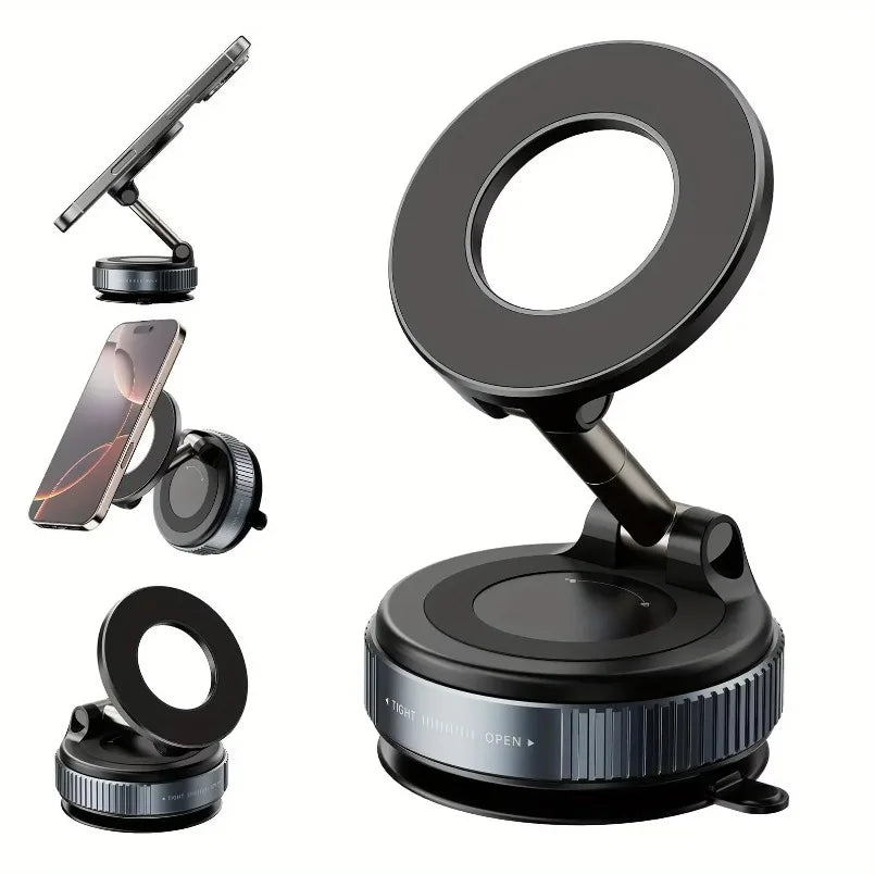 Magnetic Car Phone Holder 360 Rotation Vacuum Suction - Smarsty
