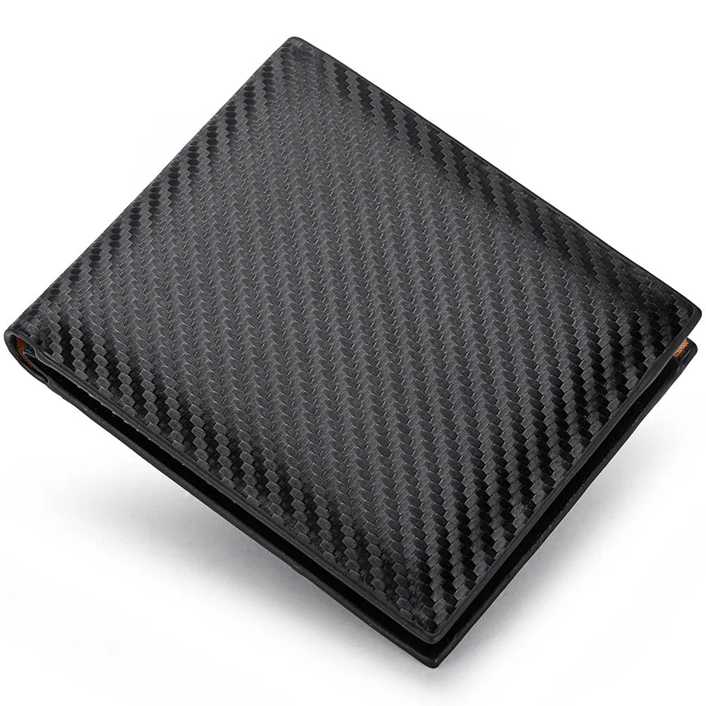 New Carbon Fiber Short Wallet Men's Card Bag Integrated Zipper Change Bag Holder - Smarsty