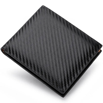 New Carbon Fiber Short Wallet Men's Card Bag Integrated Zipper Change Bag Holder - Smarsty
