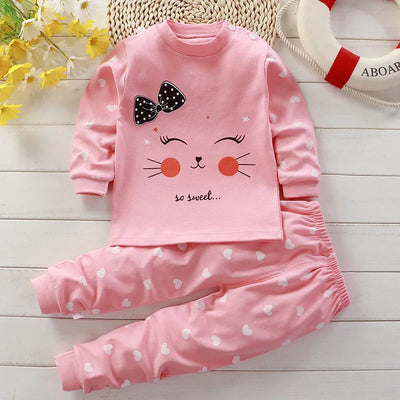 Cotton baby girl clothing winter newborn baby clothing set 2 sets of spring children's pajamas 0-5 year old baby cartoon casual by Smarsty