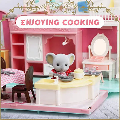 Dollhouse Koala Diary Girl Play House Toy Diy Tour Bus Bedroom Dresser Dining Kitchen Bathroom Shop Pretend Family Toys Girls by Smarsty
