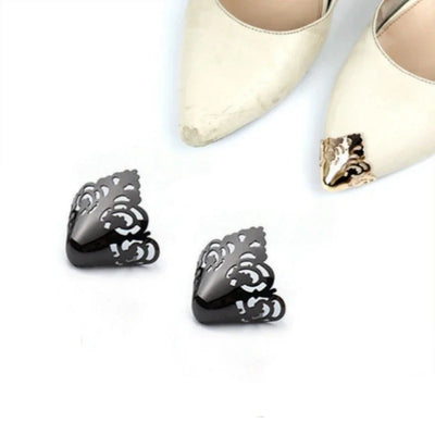 Women High Heel Metal Toe Cap Wear and Tear Concealer Anti-kicking Leather Shoes Point Protector Flat Shoe Tips Cap Accessorices - Smarsty