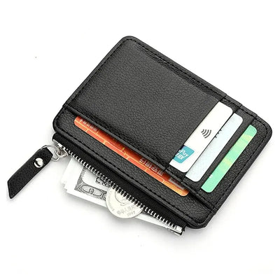 Mini Credit Card Wallet Id Card Holder Men's Small Wallet Thin Sleeve Zipper Short Coin Wallet - Smarsty