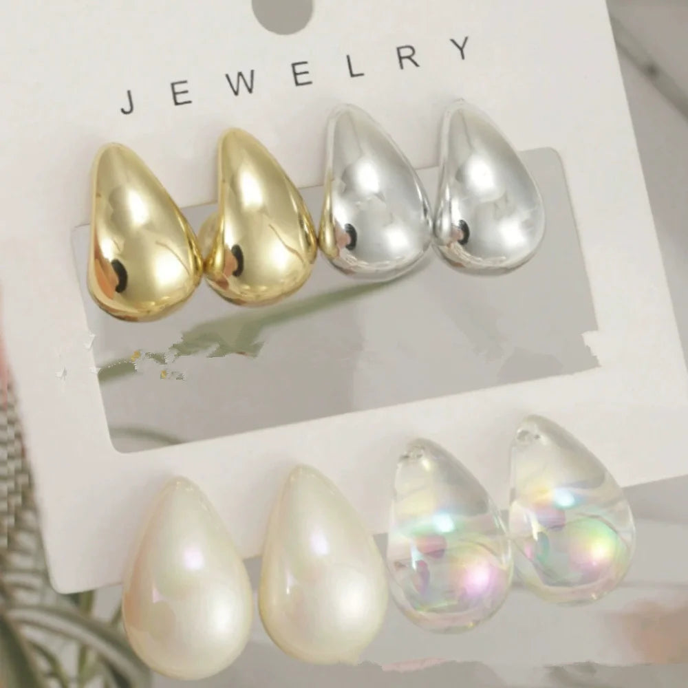 Vintage Acrylic Water Drop Stud Earrings for Elegant Style - Smarsty