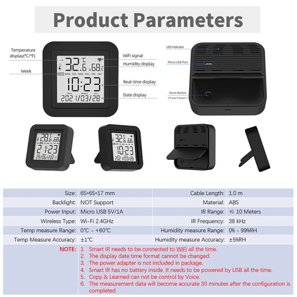 Tuya Smart IR Remote With Temperature Sensor - Smarsty