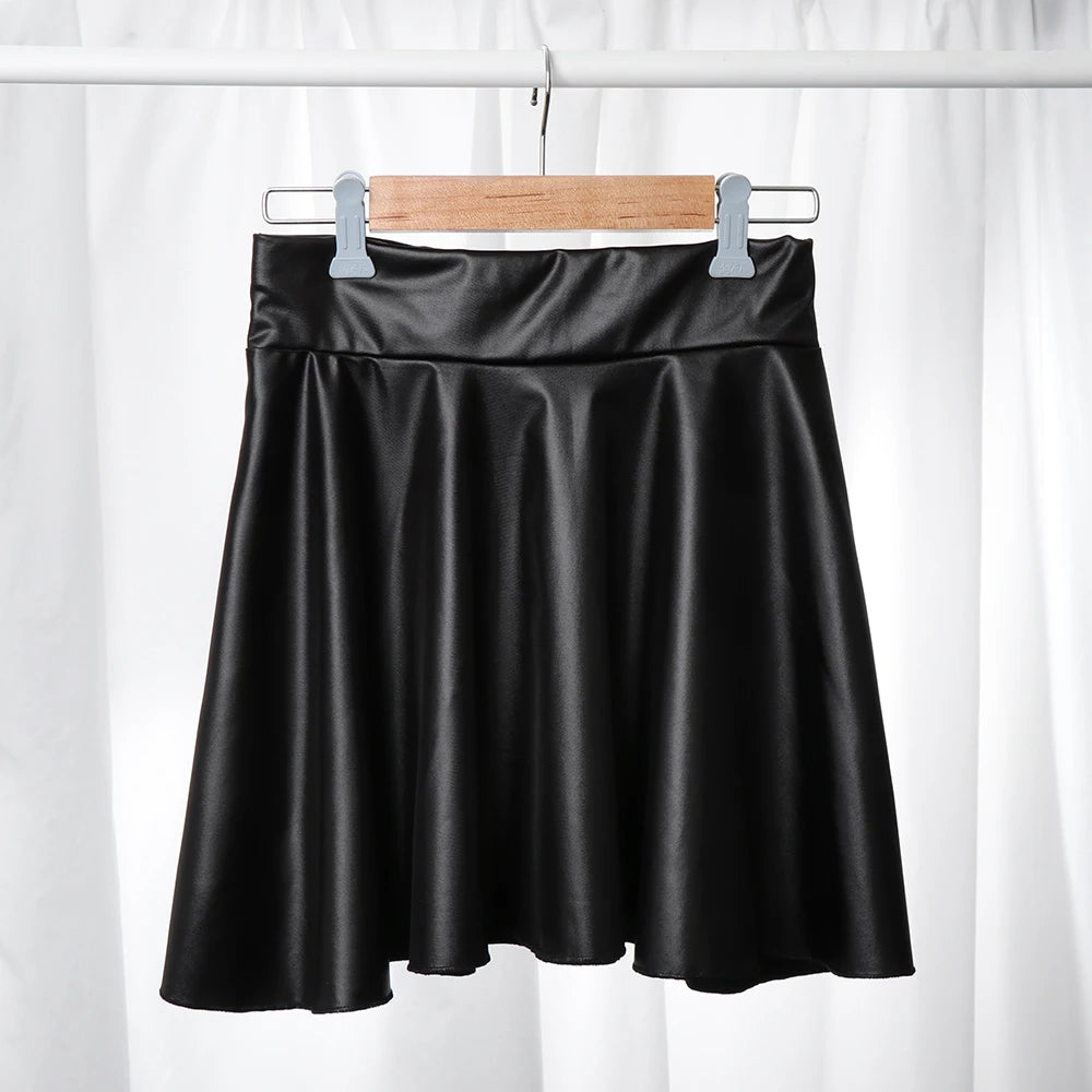 High Waist Elastic Mini Short Skirt Women Faux Leather Skirts - Smarsty
