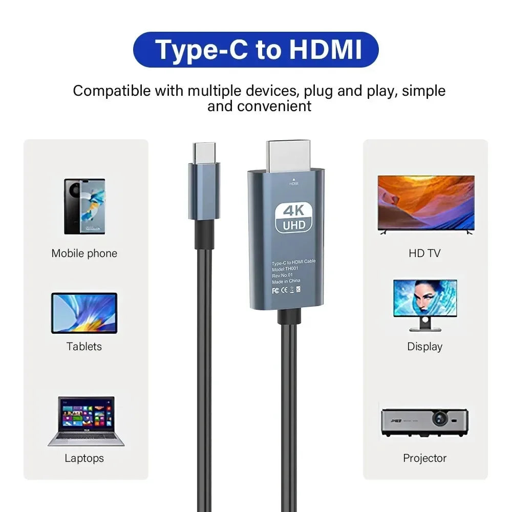 4K HDMI Cable Type C Adapter for iPhone and MacBook - Smarsty
