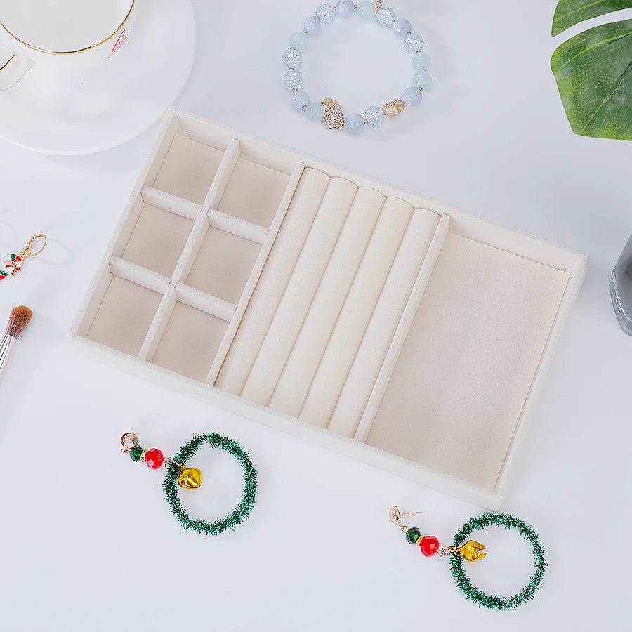 Beige Flocking Jewelry Box with Exquisite Design - Smarsty