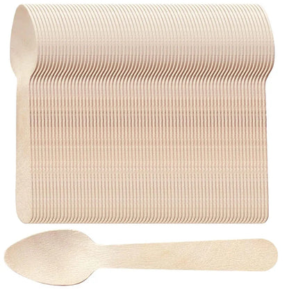 Disposable Wooden Spoons for Tasting and Sampling 50 to 200 Pcs - Smarsty