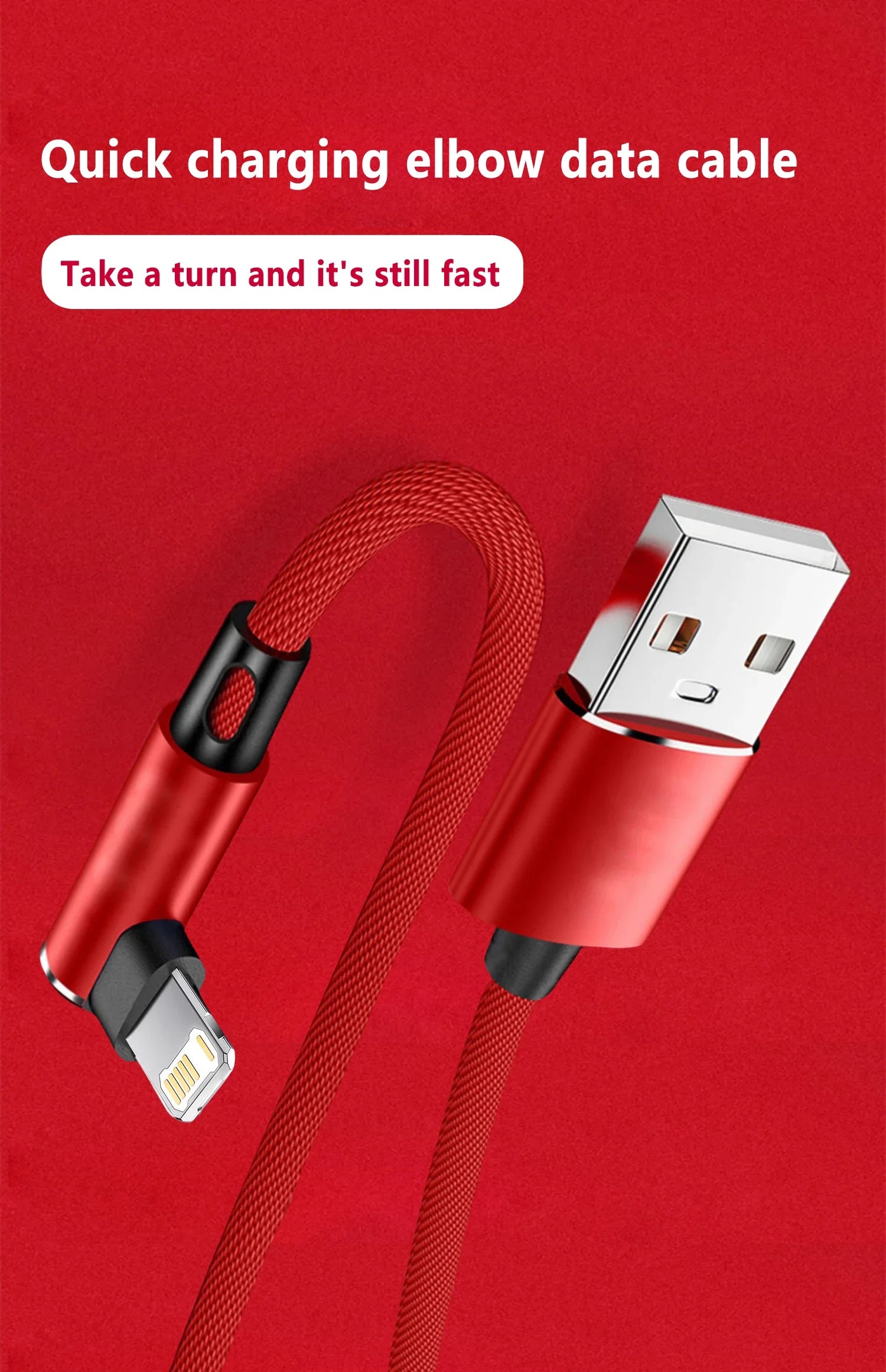 90 Degree USB Cable For iPhone 14 13 12 11 Pro Max X XR 6s 7 8 Plus 2m 3m Lead Mobile Phone Fast Charging Cord Data Charger Wire - Smarsty