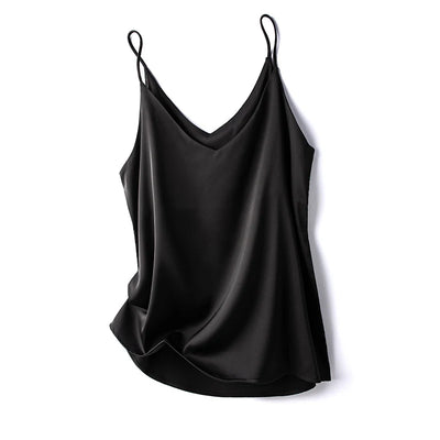 2024 Summer Camisole Slim Vest Sexy Women Sleeveless V-Neck Gray Tee Tank Tops Female Solid Black/White Korean Crop Tops Y2k - Smarsty