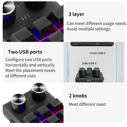 Bluetooth Macropad With 2 Knobs RGB 12 Key Mechanical