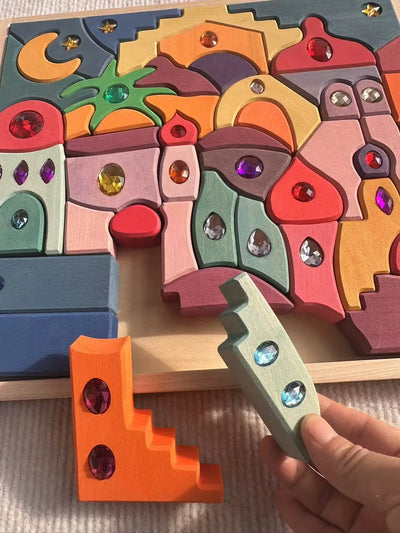 High Quality Wooden Toys Lime Wood Rainbow Arch Stacking Blocks Building Semi Color Sorting Peg Dolls Balls Slat for Kids Play - Smarsty