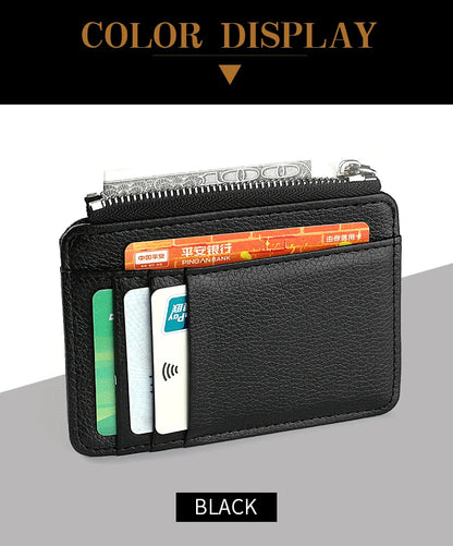 Mini Credit Card Wallet Id Card Holder Men's Small Wallet Thin Sleeve Zipper Short Coin Wallet