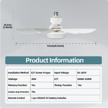Ceiling fan light E27LED40W Strong wind 85-265V silent electric ceiling fan light remote control  85-265V living room kitchen