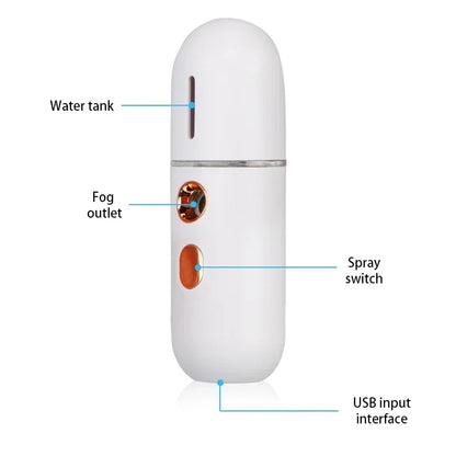 Mini Portable Humidifier Nano Mister Facial Steamer for Hydrated Skin - Smarsty