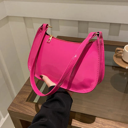 Vintage Patent Leather Shoulder Bag For Women Designer - Smarsty