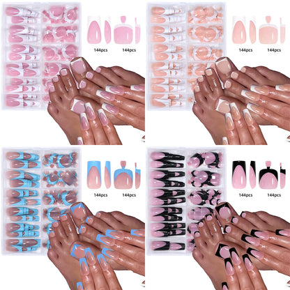 144 Piece Summer Shiny Acrylic Toenail Set - Smarsty
