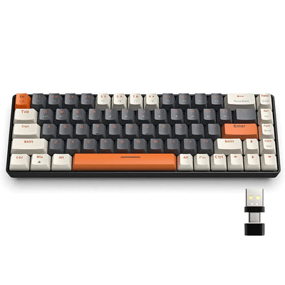 RK68 60% Wireless Mechanical Keyboard, Bluetooth 5.0/2.4GHz with Dual Mode 2-in-1 Receiver, 68-Key Hot-Swappable Gaming Keyboard - Smarsty