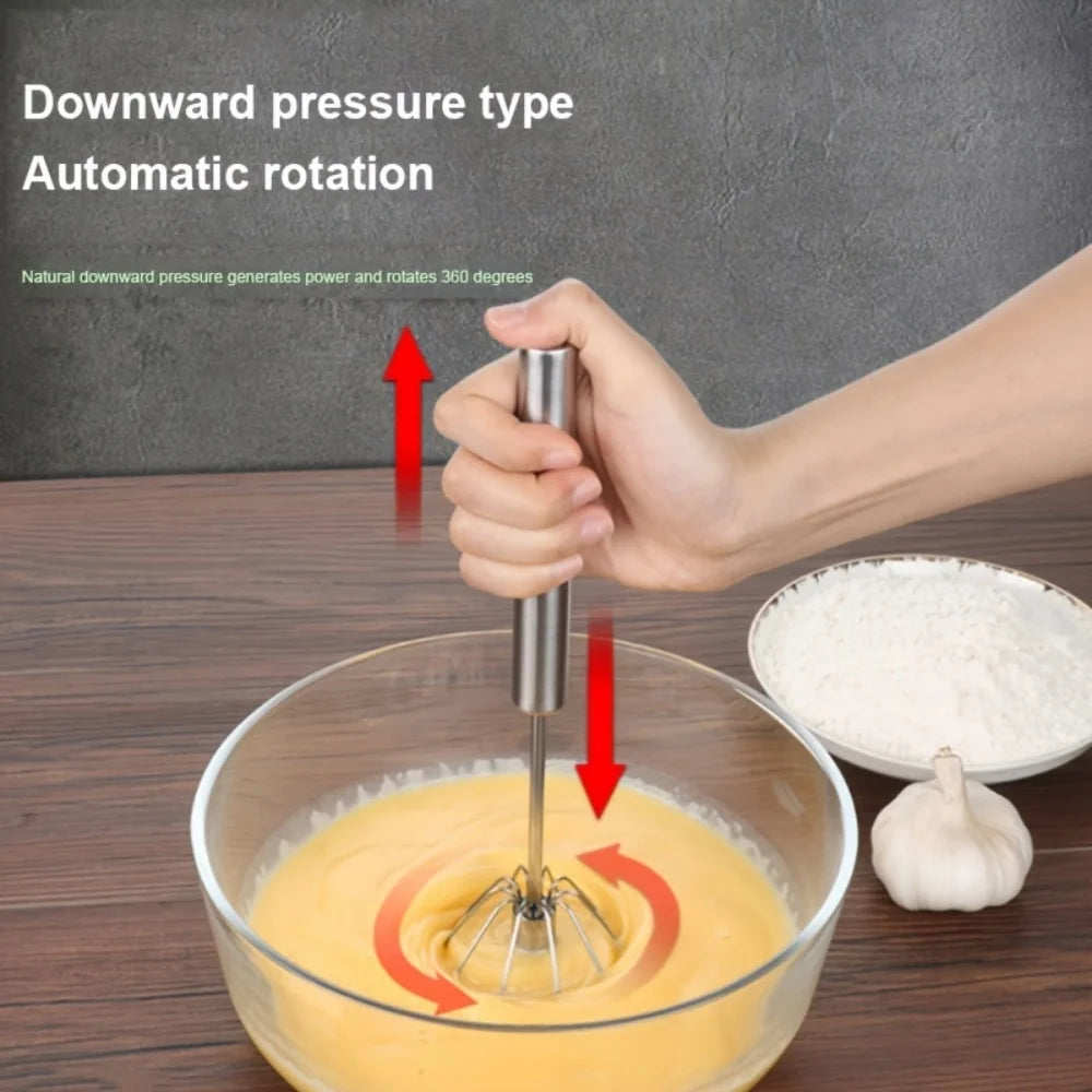 Stainless Steel Egg Beater Durable Semi-Automatic Mixer for Effortless Egg Cream Mixing Stirring and Beating for Kitchen Baking - Smarsty