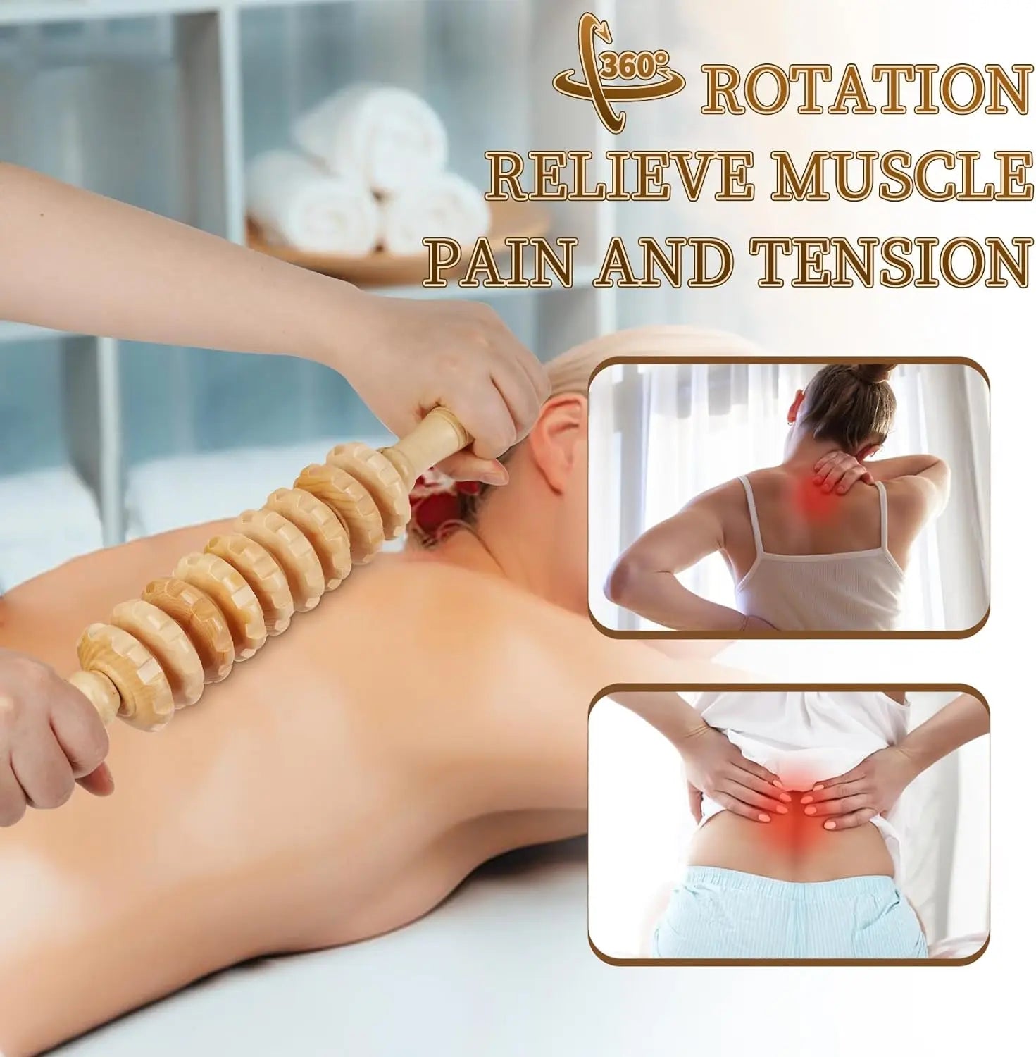 Wooden Massage Roller for Sore Muscle Relief and Circulation - Smarsty