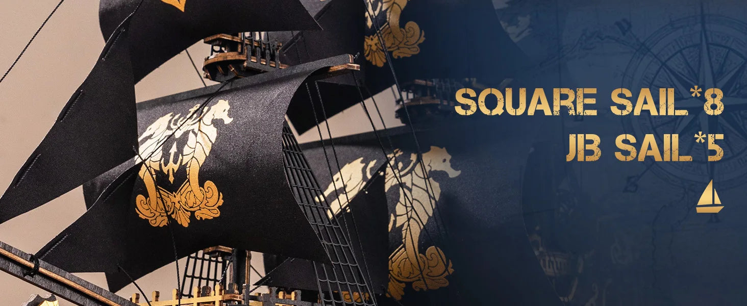 Robotime Rokr 3D Puzzle Wooden Seahouse Barque Model kits Build Home Desk Decoration Gift For Teens and Adults