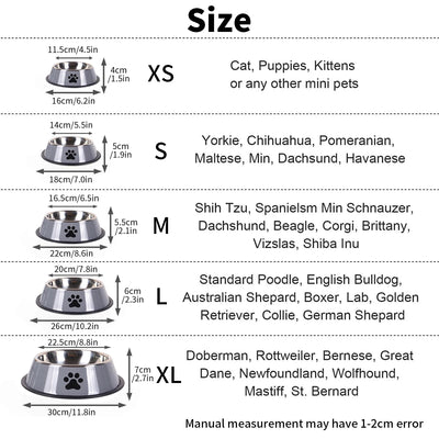 Stainless Steel Dog and Cat Food Bowl Anti-Fall Design - Smarsty