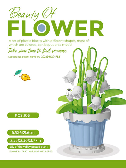 Building block flower simulation bouquet small particle assembly puzzle toy children's handmade DIY potted tabletop ornament - Smarsty