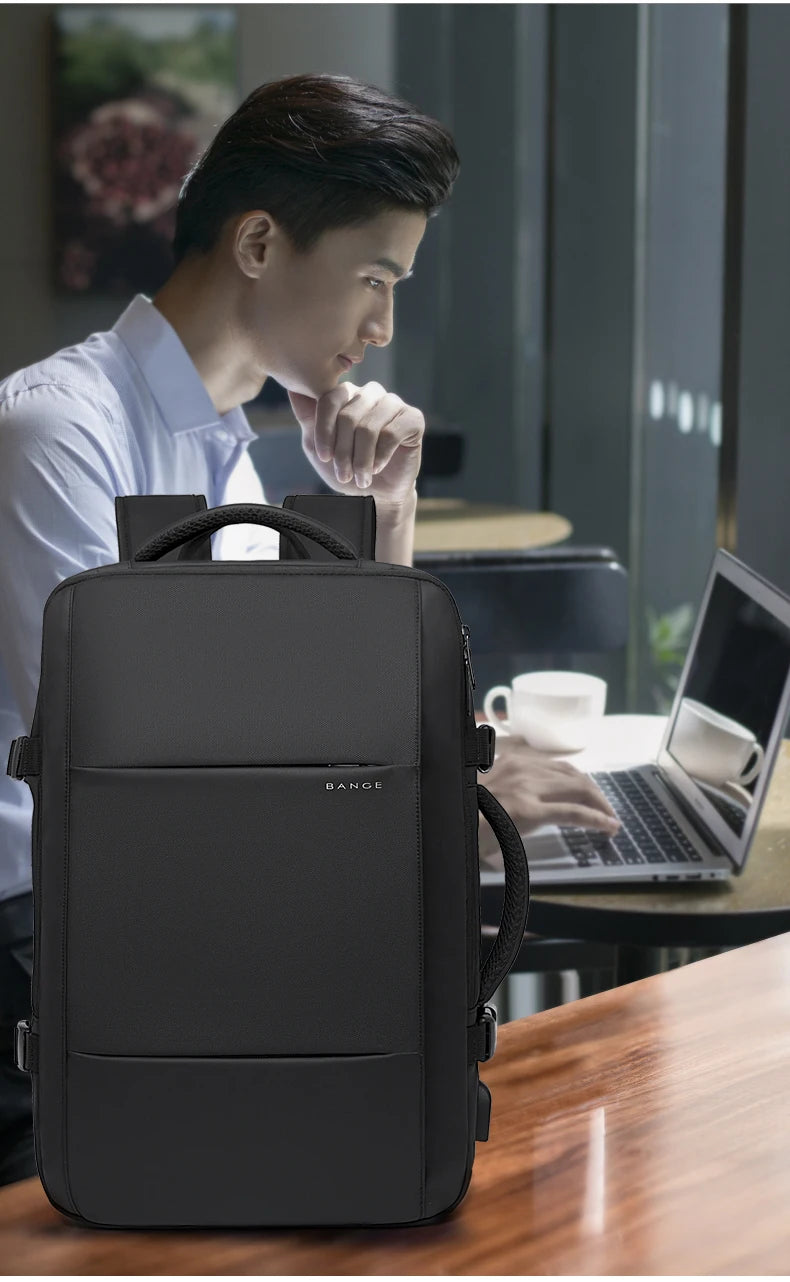 BANGE Travel Backpack Men Business Backpack School Expandable USB Bag Large Capacity 17.3 Laptop Waterproof Fashion Backpack - Smarsty