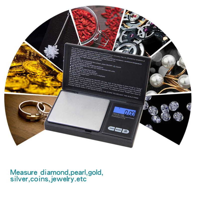 0.01g Jewelry Mini Stainless Steel Electronic Scale Digital Pocket Scale Gold Gram Balance Weight Scale Portable Pocket Scale
