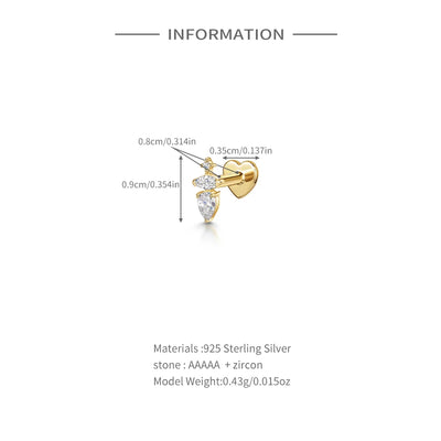 Sterling Silver Heart Zircon Stud Earrings Elegant Gift - Smarsty