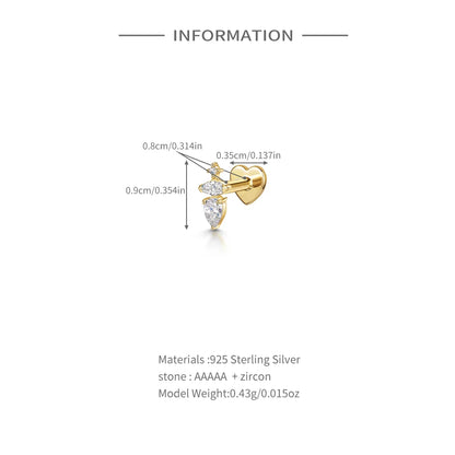 Sterling Silver Heart Zircon Stud Earrings Elegant Gift - Smarsty