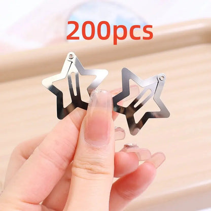 Y2K Silver Star Hair Clips for Girls Stylish Metal Barrettes - Smarsty