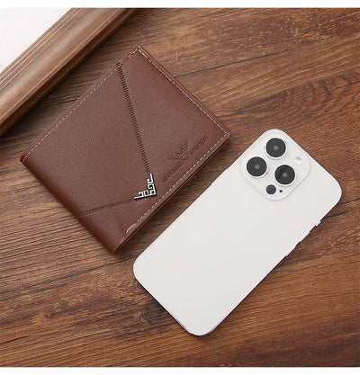 Men's Slim Money Clip Wallet Credit Card ID Holder Casual Male Leather Short Multi Card Holder Purses Business Man Bifold Wallet - Smarsty
