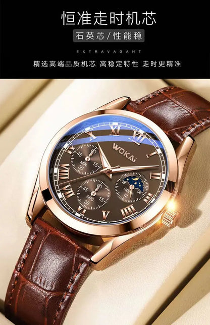 Fashionable Quartz Watch with Roman Dial and Bamboo Belt - Smarsty