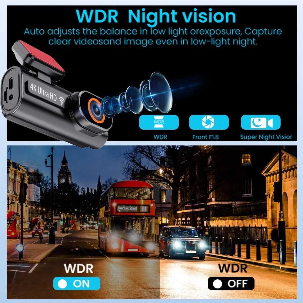 4K Dash Cam Ultra HD Car Front Night Vision Parking - Smarsty