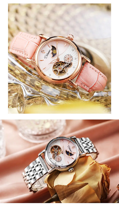 Luxury Women's Automatic Mechanical Watch with Moon Phase - Smarsty
