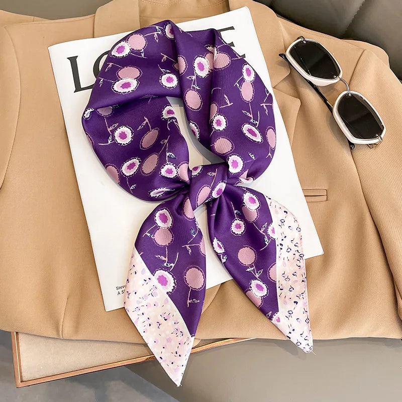 Silk Square Scarf for Women Sun Protection Luxury Shawl - Smarsty