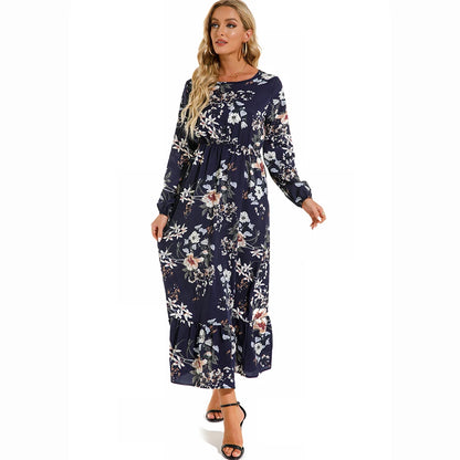 2023 Sping Summer Bohemian Women Maxi Dress Casual Long Sleeve High Waist Beach Woman Chiffon Dresses Floral Vestidoes Mujer New - Smarsty