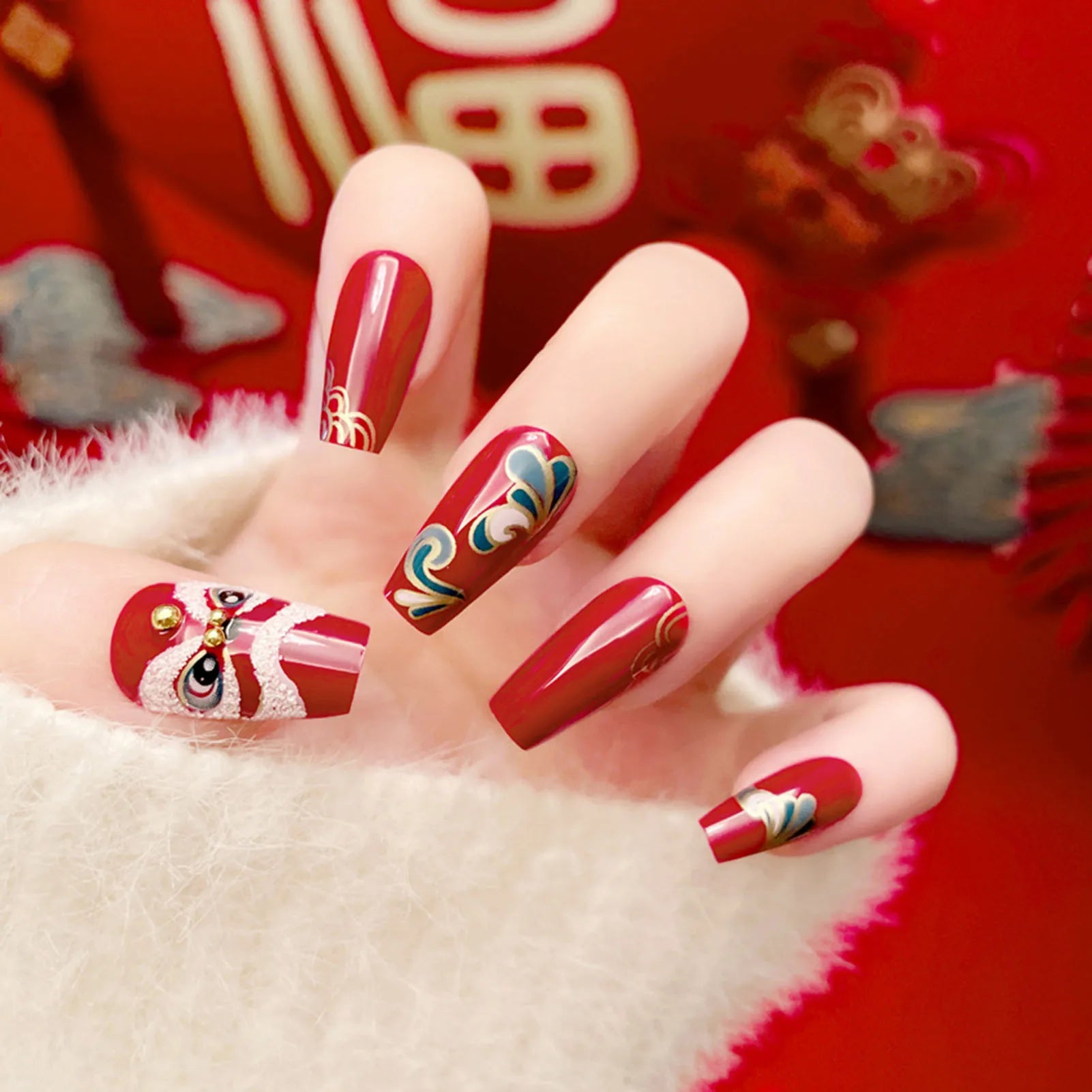 24pcs Pink Crystal Bow Press On Nails for Girls - Smarsty