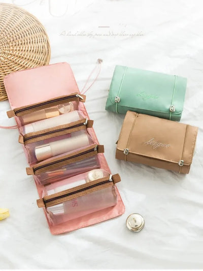 Detachable Cosmetic Bag Portable Large Capacity 4 in 1 Makeup Bags Portable Folding Travel Cosmetics Storage Toiletry Bag - Smarsty