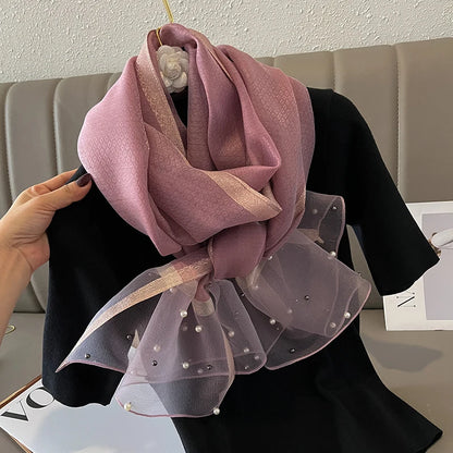 Luxury Women Silk Scarf Lightweight Summer Shawl - Smarsty