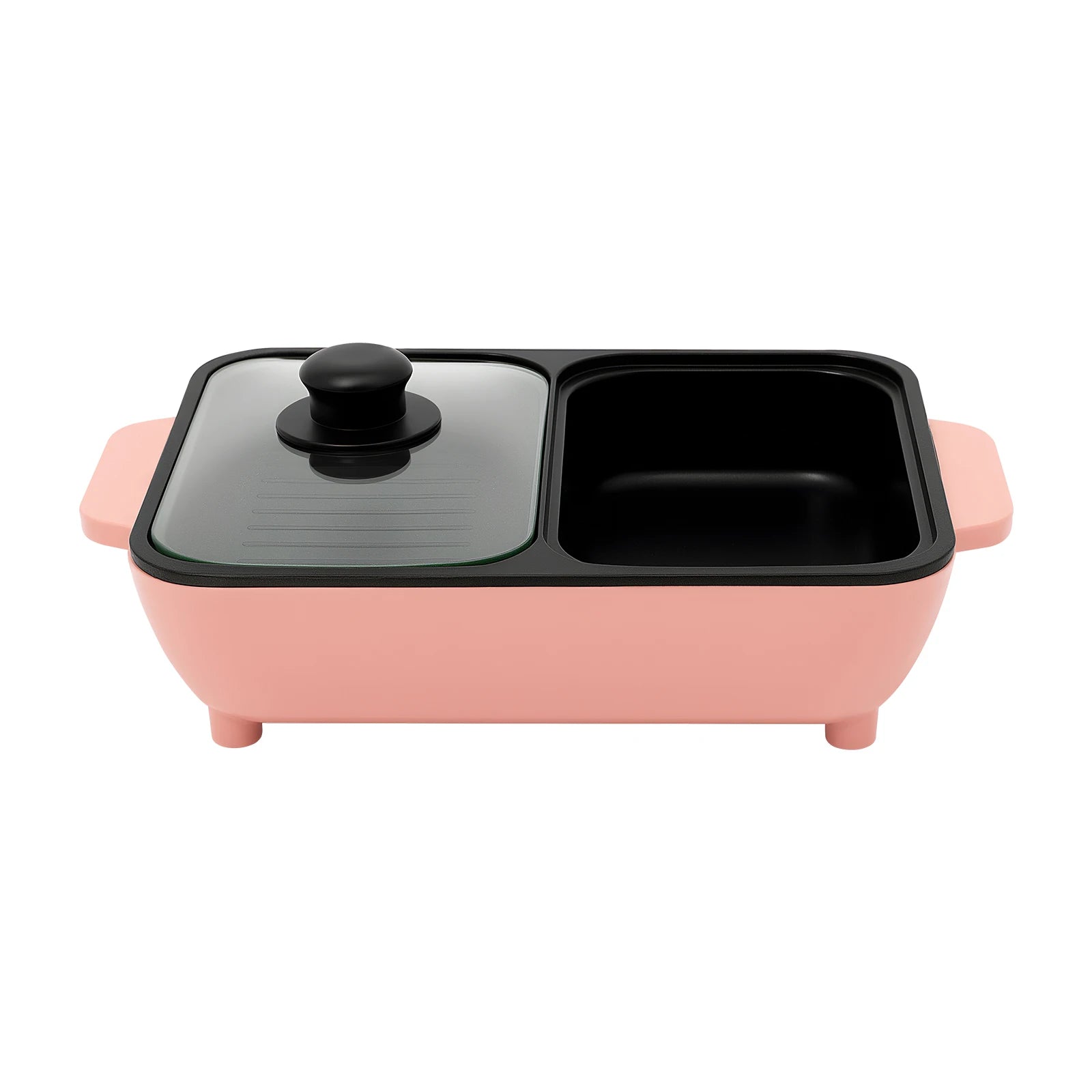 2-in-1 Electric Hot Pot with Griddle Tabletop Non-stick Pan Vegetable Grill Cooker BBQ Shabu Pot Household Noodles Cooking Pot